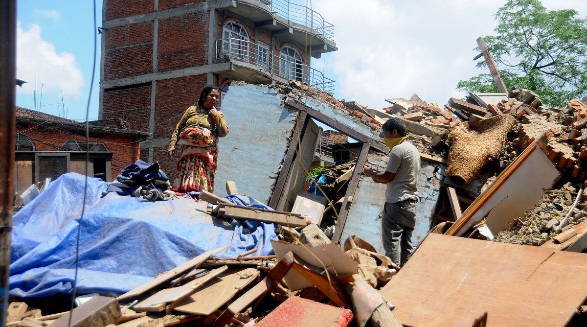 Im Distrikt Bakthapur sind hunderte Gebäude in sich zusammengestürzt.