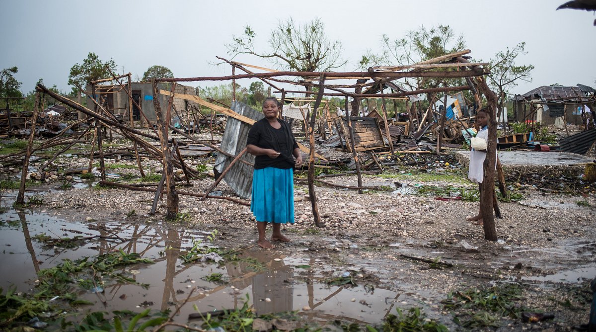 Zerstörte Häuser in Haiti nach Hurrikan Matthew