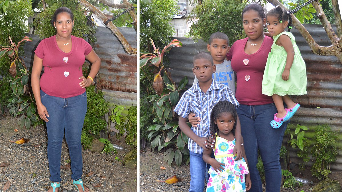Mutter mit vier Kinder in der Dominikanischen Republik.