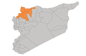 Karte von Syrien mit den vom Erdbeben betroffenen Distrikten im Nordwesten
