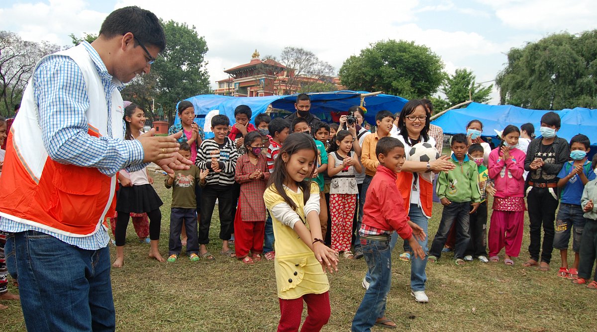 Kinderschutzzone von World Vision in Kathmandu nach dem Erdbeben