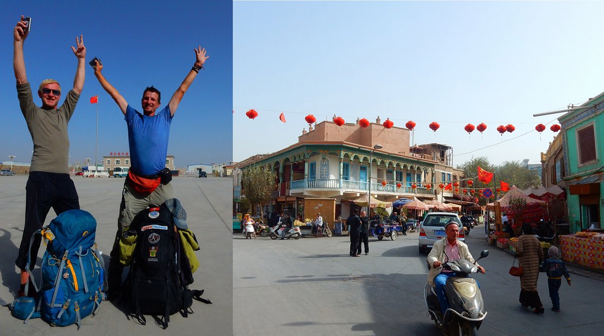 Geschafft! Nach fast 9 Monaten zu Fuss durch Europa und Asien sind Christoph Obmascher und Simon Niggli im Westen Chinas angekommen.