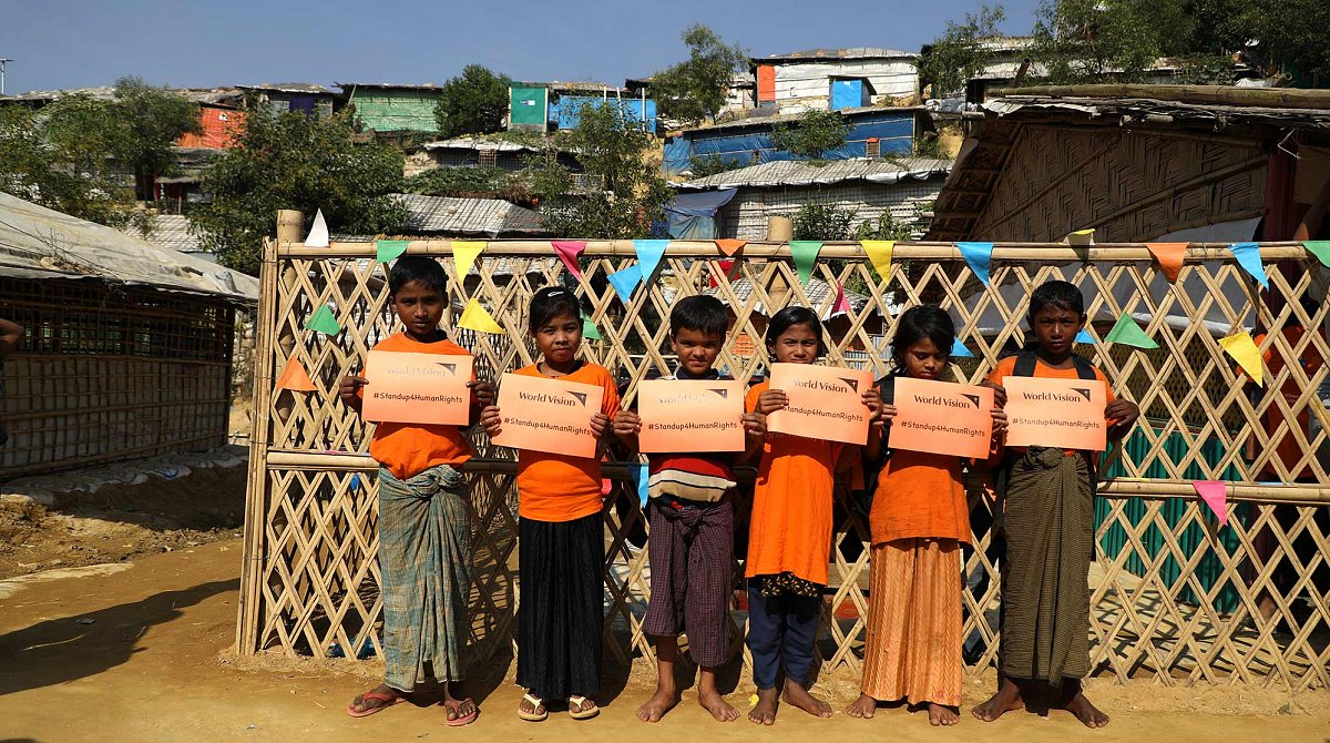 Kinder im Rohingya Flüchtlingslager setzten sich gegen Gewalt ein